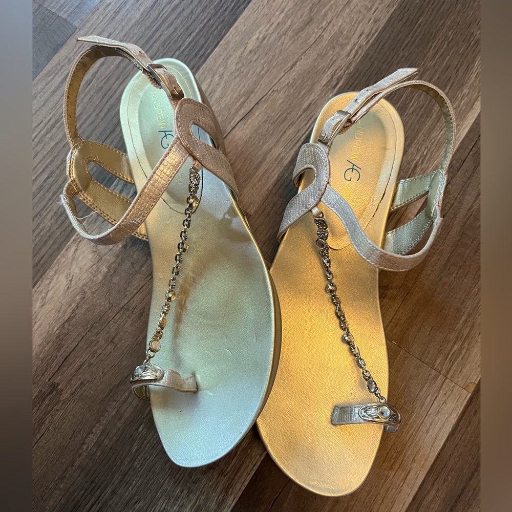 Andrew Geller Gold and Cream Sandals